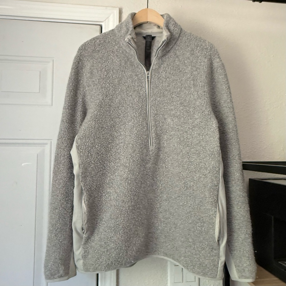 LULULEMON ATHLETICA heather grey Sherpa shearling half zip popover jacket